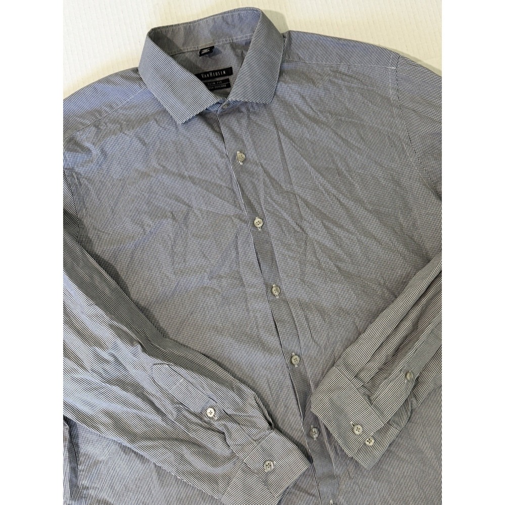 Van Heusen Men's Long Sleeve Dress Shirt Slim Fit Fresh Defense Size 16.5 32/33